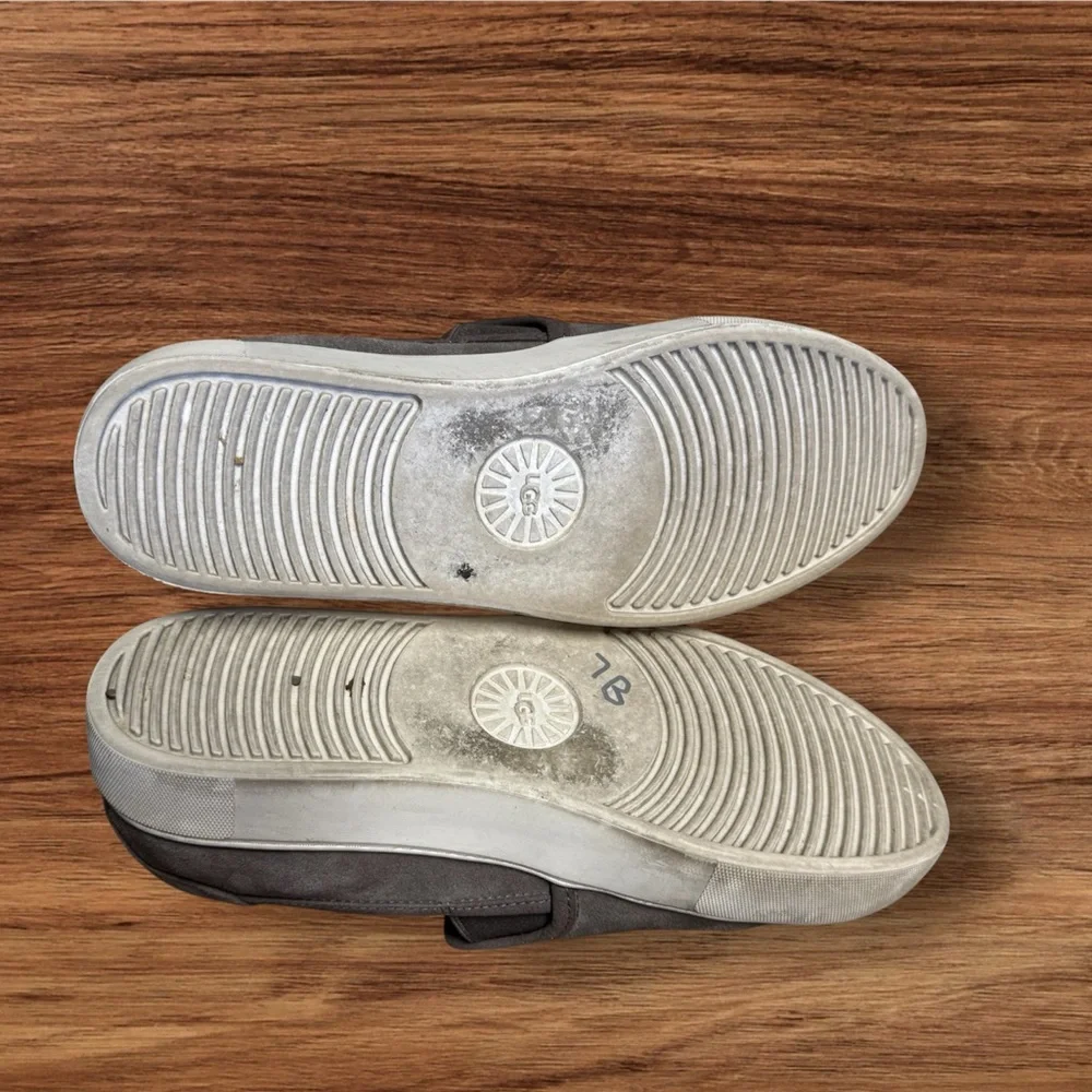 Womens Ugg Australia Jass Gray Taupe Suede Slip On Casual Sneakers Shoes Size 10
